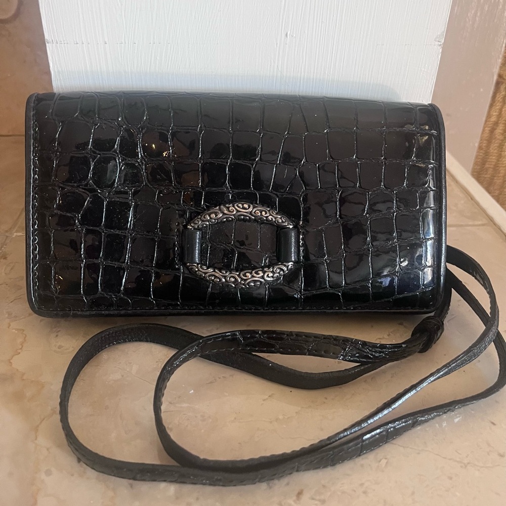 Brighton Elegant Black Crocodile-Embossed Wallet/ clutch